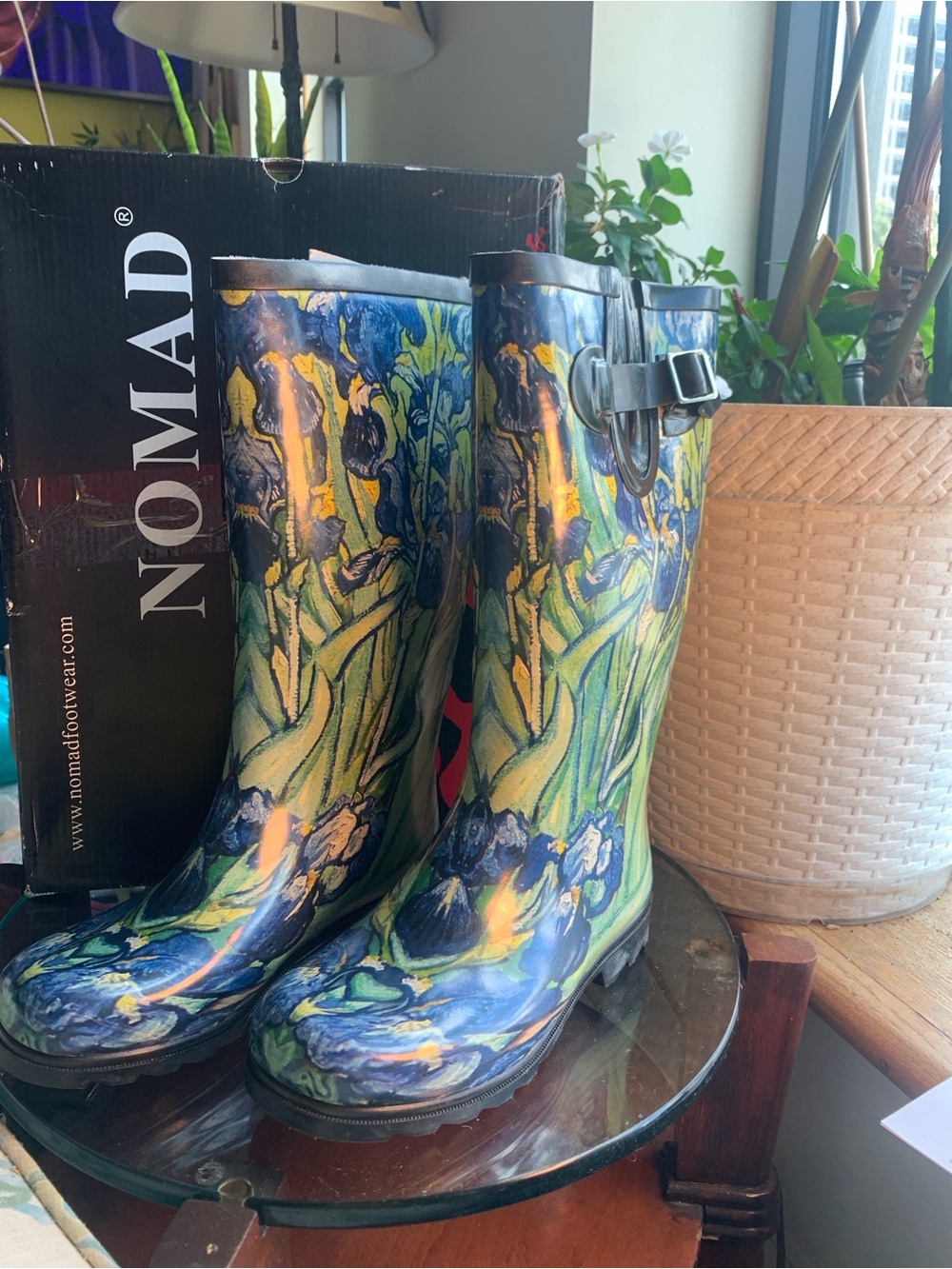 Nomad Women's Blue, Green & Yellow Floral Rain Boots -Size 6